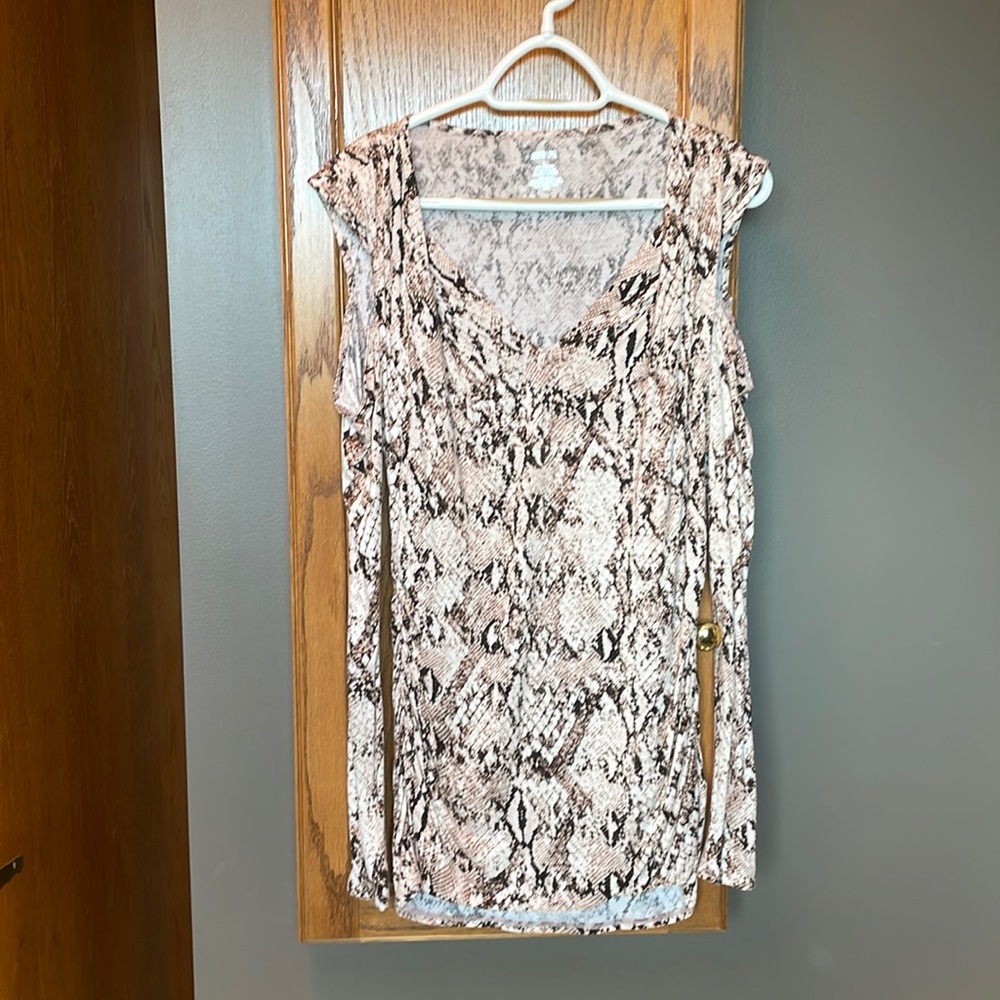 Jennifer Lopez snake print cold shoulder ladies top, size large, worn once.